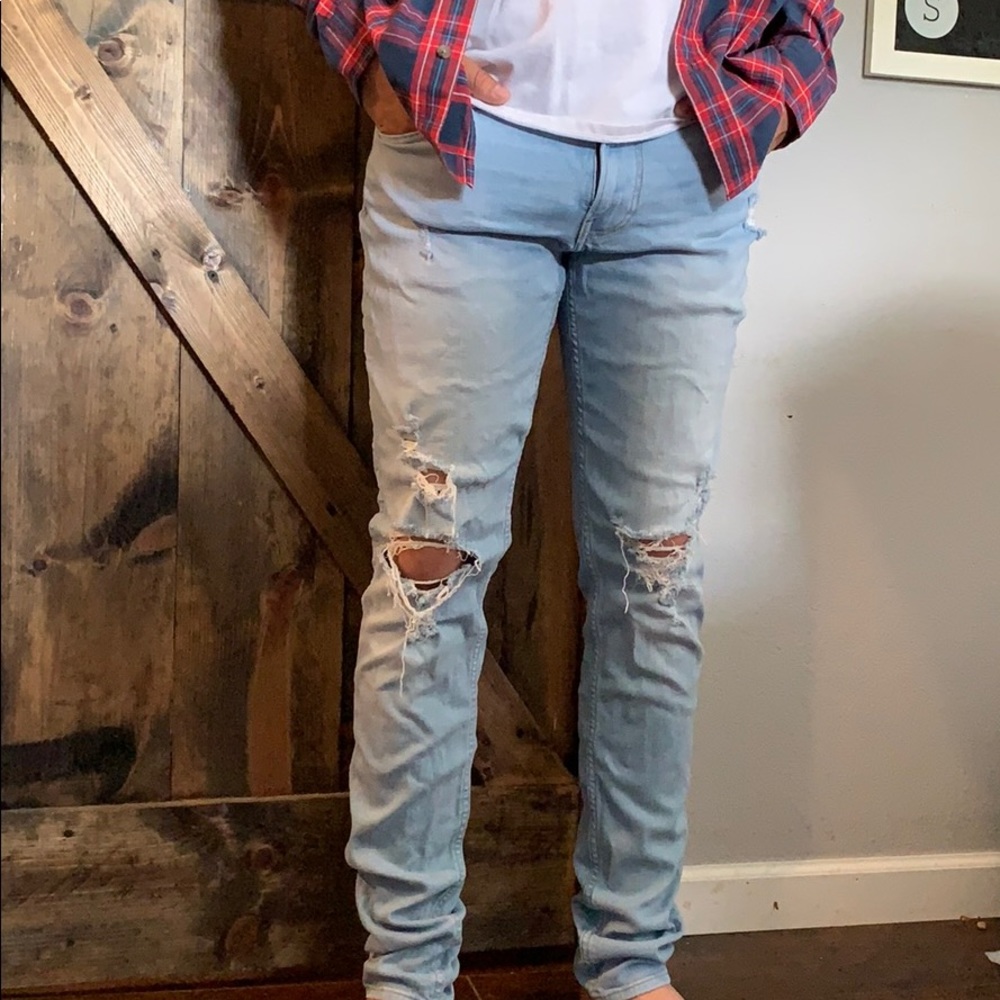 Hollister destroyed stacked skinny jeans